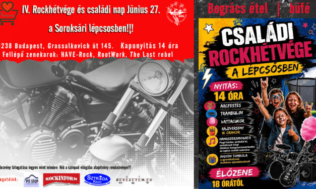 INGYENES ROCKHÉTVÉGE ÉS CSALÁDI NAP SOROKSÁRON JÚNIUS 27-ÉN!